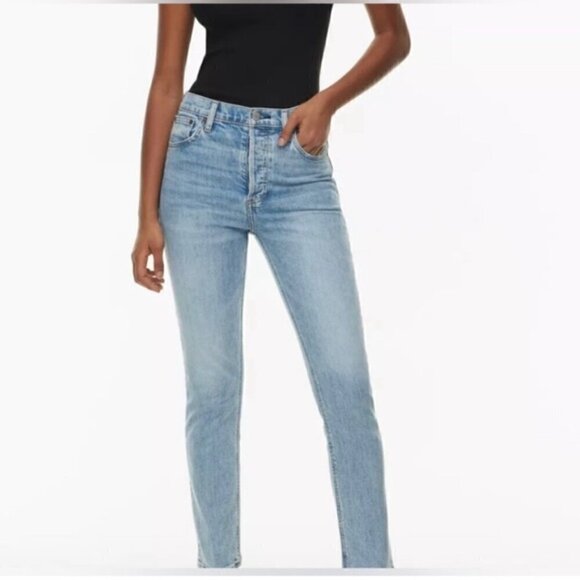 Denim Forum The Yoko High Rise Slim Jeans Size 24 Medium Light wash - Picture 1 of 12